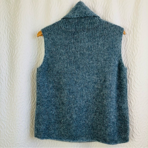Margaret O'Leary Light Blue Mohair Wool Blend Knit Cowl Neck Sleevless Sweater - Picture 4 of 6
